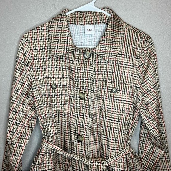 CAbi Sherlock Jacket houndstooth midi trench coat style women's size medium - Picture 5 of 8